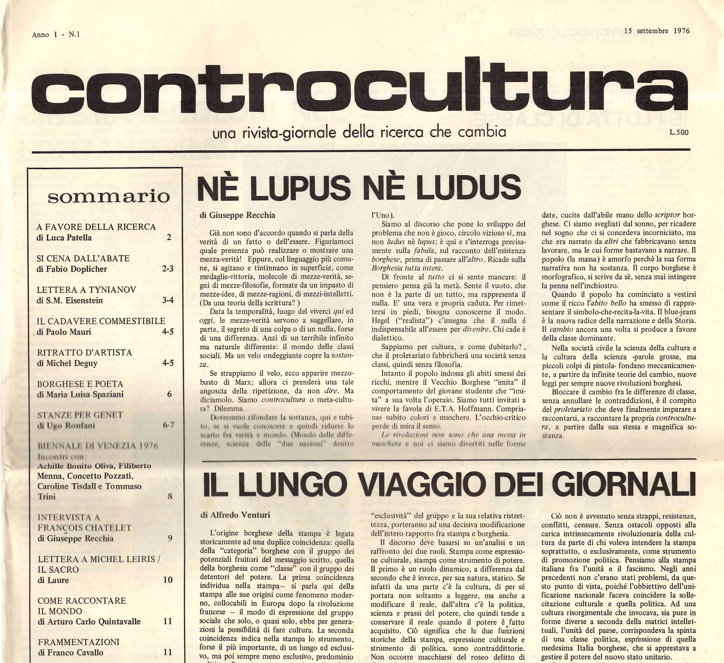 Controcultura : una rivista-giornale della ricerca che cambia